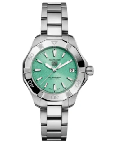 Pre-owned Tag Heuer Aquaracer Green Dial Women's Watch Wbp1315.ba0005