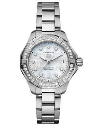 Pre-owned Tag Heuer Aquaracer Mother Of Pearl Diamond Women's Watch Wbp1314.ba0005