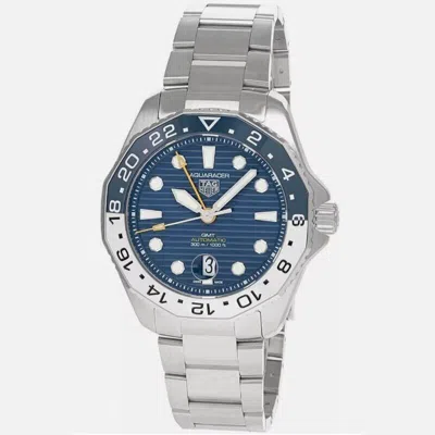 Pre-owned Tag Heuer Aquaracer Pro 300 Gmt Blue Dial Steel 43 Mm Men's Watch Wbp2010.ba0632