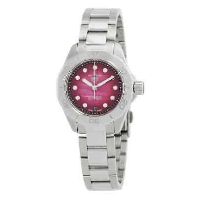 Pre-owned Tag Heuer Aquaracer Professional 200 Automatic Diamond Red Dial Ladies Watch
