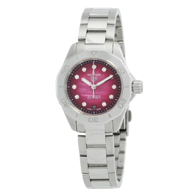 Tag Heuer Aquaracer Professional 200 Automatic Diamond Red Dial Ladies Watch Wbp2414.ba0622 In Red   / Aqua / Blue / Mother Of Pearl