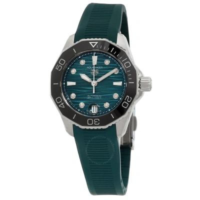 Tag Heuer Aquaracer Professional 300 Date Automatic Diamond Blue Dial Ladies Watch Wbp231g.ft6226 In Green