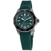 Tag Heuer Aquaracer Professional 300 Date Green Diamond Dial Rubber Strap Women's Watch In Green