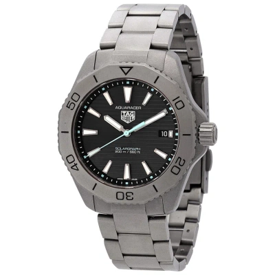Tag Heuer Aquaracer Quartz Black Dial Men's Watch Wbp1180.bf0000 In Aqua / Black / Grey / Tan