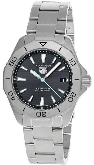 Pre-owned Tag Heuer Aquaracer Solargraph 40mm Titanium Men's Watch Wbp1180.bf0000