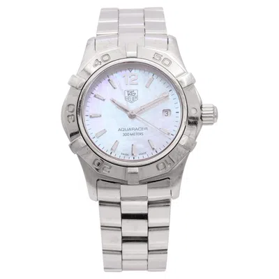 Pre-owned Tag Heuer Aquaracer Stainless Steel Mop Dial Date Quartz Women�s Watch Waf1414 In Multiple