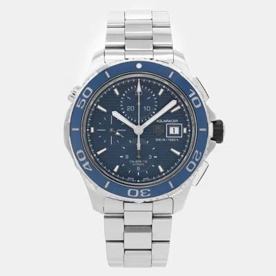 Pre-owned Tag Heuer Blue Stainless Steel Aquaracer Cak2112.ba0833 Automatic Men's Wristwatch 43 Mm
