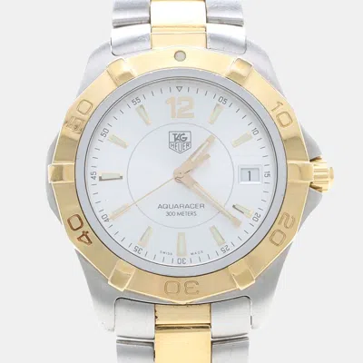 Pre-owned Tag Heuer Aquaracer Waf1120 Quartz Silver Stainless Steel Men's Wristwatch 41mm