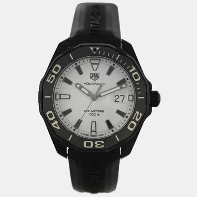 Pre-owned Tag Heuer Aquaracer Way108a.ft6141 Quartz Titanium Men's Wristwatch 43 Mm In White