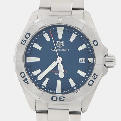 Pre-owned Tag Heuer Aquaracer Wbd1112 Quartz Blue Stainless Steel Men's Wristwatch 41mm