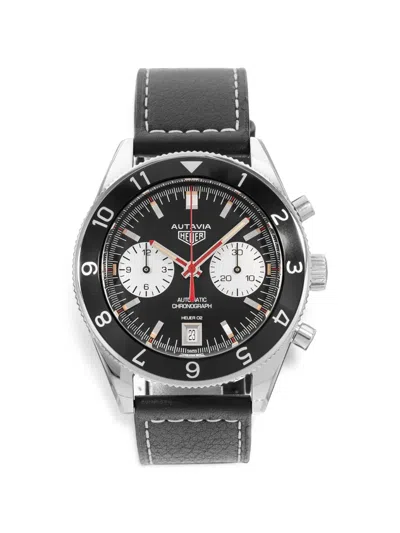 Pre-owned Tag Heuer Autavia 42mm Watch In Black