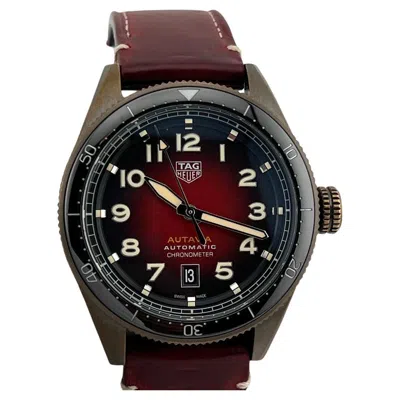 Pre-owned Tag Heuer Autavia Automatic Wbe5192.fc8300 42mm Red Dial Bronze Box Paper