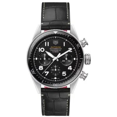 Tag Heuer Autavia Chronometer Flyback Black Dial Leather Strap Men's Watch Cbe511a. Fc8279