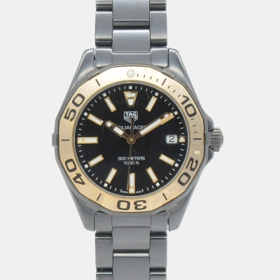 Pre-owned Tag Heuer Black 18k Rose Gold Aquaracer Way1355.bh0716 Quartz Women's Wristwatch 35 Mm