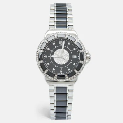 Pre-owned Tag Heuer Black Ceramic Diamond Stainless Steel Formula 1 Wah1219.ba0859 Women's Wristwatch 37 Mm