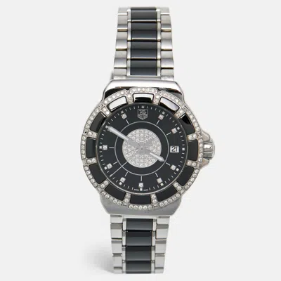 Pre-owned Tag Heuer Black Ceramic Stainless Steel Diamond Formula 1 'celebrity Club Nicole Rodriguez' Wah1219.ba0859 Wom