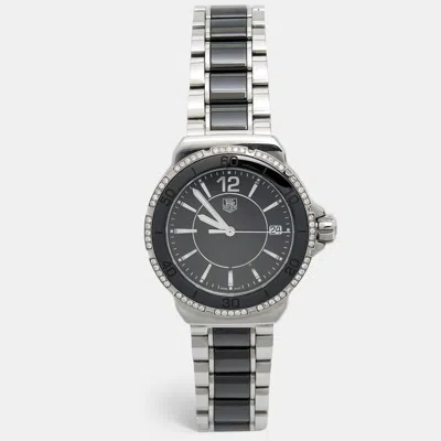 Pre-owned Tag Heuer Black Diamond Ceramic Stainless Steel Wah1212 Women's Wristwatch 37 Mm