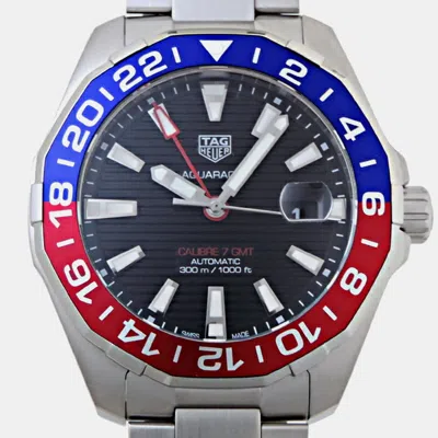Pre-owned Tag Heuer Black Stainless Steel Aquaracer Automatic Men's Wristwatch 45 Mm