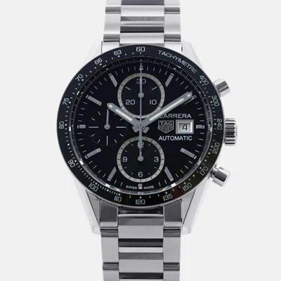 Pre-owned Tag Heuer Black Stainless Steel Carrera Automatic Men's Wristwatch 41 Mm