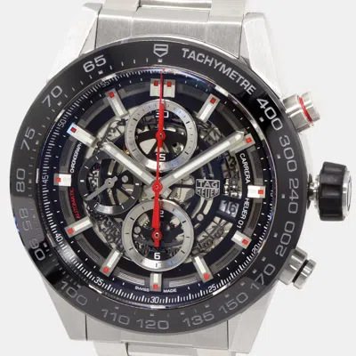 Pre-owned Tag Heuer Black Stainless Steel Carrera Car2a1w Automatic Men's Wristwatch 45 Mm