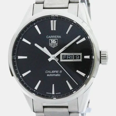 Pre-owned Tag Heuer Black Stainless Steel Carrera War201a Automatic Men's Wristwatch 41 Mm