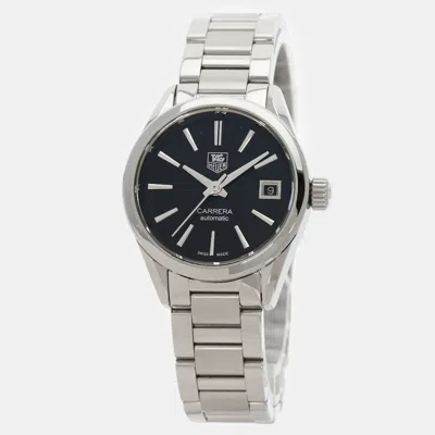 Pre-owned Tag Heuer Black Stainless Steel Carrera War2410-2 Automatic Women's Wristwatch 34.5 Mm