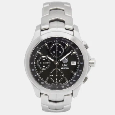 Pre-owned Tag Heuer Black Stainless Steel Link Automatic Men's Wristwatch 42 Mm