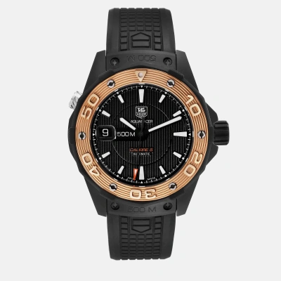 Pre-owned Tag Heuer Black Titanium Aquaracer Waj2182 Automatic Men's Wristwatch 43 Mm