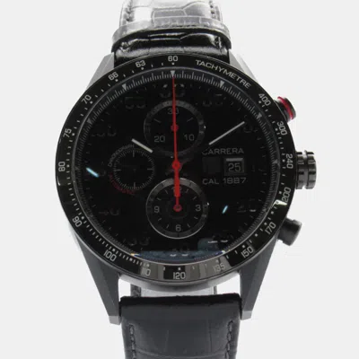 Pre-owned Tag Heuer Black Titanium Carrera Car2a80 Automatic Men's Wristwatch 43 Mm