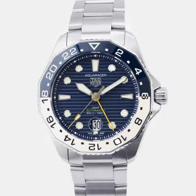 Pre-owned Tag Heuer Blue Stainless Steel Aquaracer Wbp2010 Automatic Men's Wristwatch 43 Mm