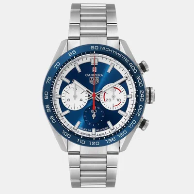 Pre-owned Tag Heuer Blue Stainless Steel Carrera Cbn2a1e Automatic Men's Wristwatch 44 Mm