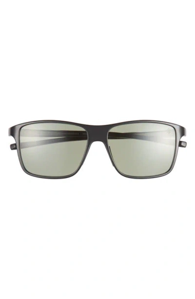 Tag Heuer Boldie 57mm Rectangular Sport Sunglasses In Matte Black / Green Polarized