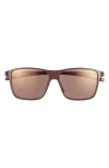 Tag Heuer Bolide 57mm Rectangular Sport Sunglasses In Matte Bordeaux/brown Polar