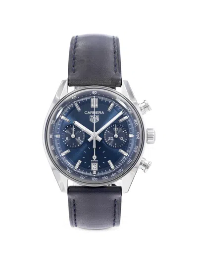 Pre-owned Tag Heuer Carrera 39mm Watch In Blue