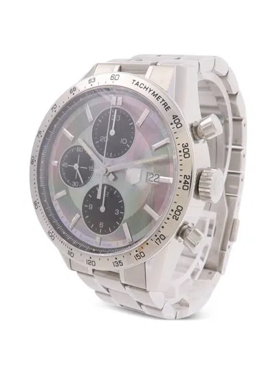 Pre-owned Tag Heuer Carrera 41mm Watch In Grey