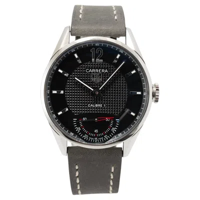 Pre-owned Tag Heuer Carrera 43mm Wv3010.eb0025 Black Dial Steel Manual Wind Watch