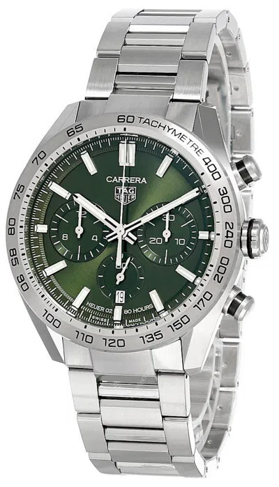 Pre-owned Tag Heuer Carrera 44mm Chrono Auto Green Dial Men's Watch Cbn2a10.ba0643