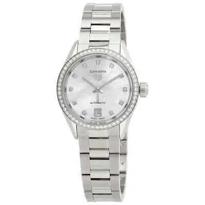 Pre-owned Tag Heuer Carrera Automatic Diamond White Mop Dial Ladies Watch Wbn2414.ba0621