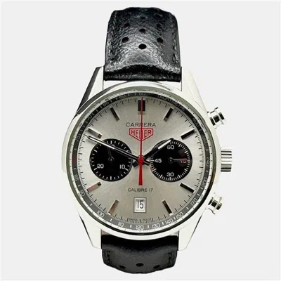 Pre-owned Tag Heuer Carrera Calibre 16 Cv2014 Automatic Black Dial Stainless Steel Men's Wristwatch 41 Mm In Silver
