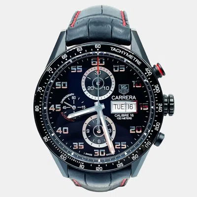 Pre-owned Tag Heuer Carrera Calibre 16 Cv2a81.fc6237 Automatic Titanium Men's Wristwatch 43 Mm In Black