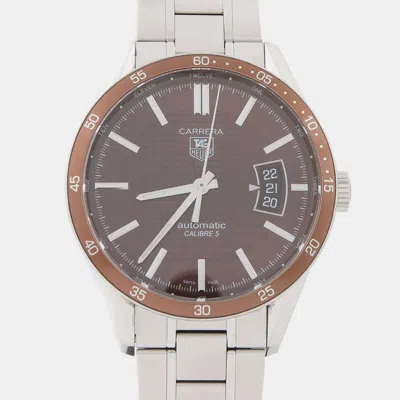 Pre-owned Tag Heuer Carrera Calibre 5 Wv211n.ba0787 Brown Stainless Steel Automatic Men's Watches 39.5mm