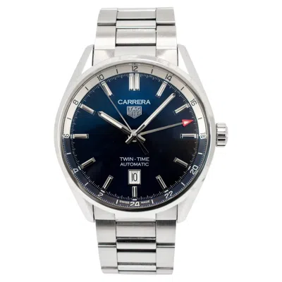 Pre-owned Tag Heuer Carrera Calibre 7 41mm Wbn201a Twin Time Steel Automatic Watch In Multiple