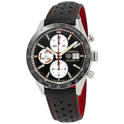 Pre-owned Tag Heuer Carrera Chronograph Automatic Black Dial Men's Watch Cv201ap.fc6429