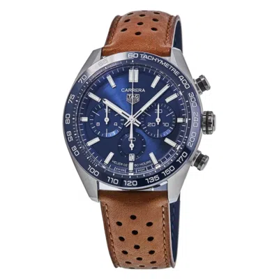 Tag Heuer Carrera Chronograph Automatic Blue Dial Leather Strap Men's Watch