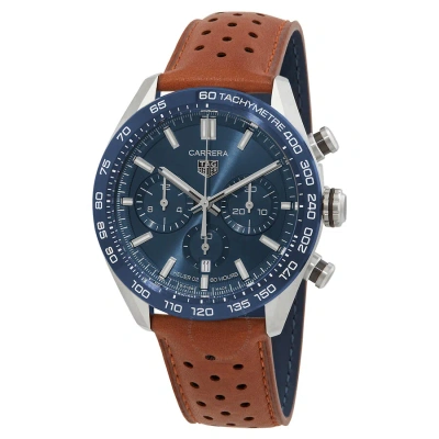 Tag Heuer Carrera Chronograph Automatic Blue Dial Men's Watch Cbn2a1a.fc6537 In Blue / Brown