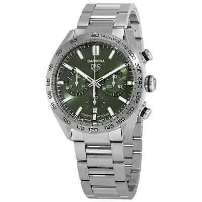 Pre-owned Tag Heuer Carrera Chronograph Automatic Green Dial Men's Watch Cbn2a10.ba0643