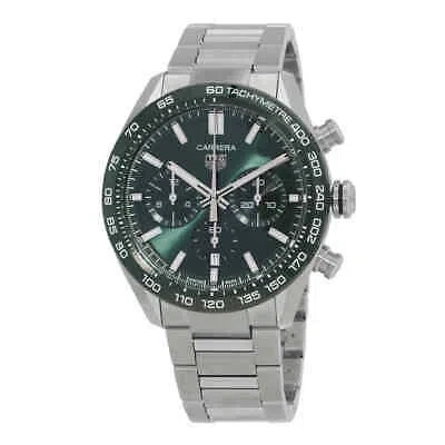 Pre-owned Tag Heuer Carrera Chronograph Automatic Green Dial Unisex Watch Cbn2a1n-ba0643