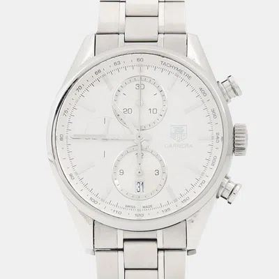 Pre-owned Tag Heuer Carrera Chronograph Car2111-3 Automatic White Stainless Steel Men's Wristwatch 41mm