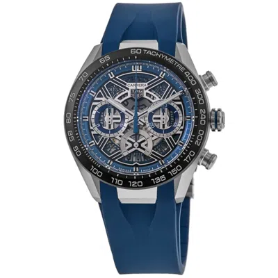 Tag Heuer Carrera Chronograph Extreme Sport Automatic Skeleton Dial Ceramic Bezel Titanium Blue Rubber Strap M In Multi