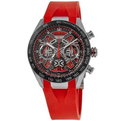Tag Heuer Carrera Chronograph Extreme Sport Automatic Skeleton Dial Titanium Orange Rubber Strap Men's Watch C In Multi
